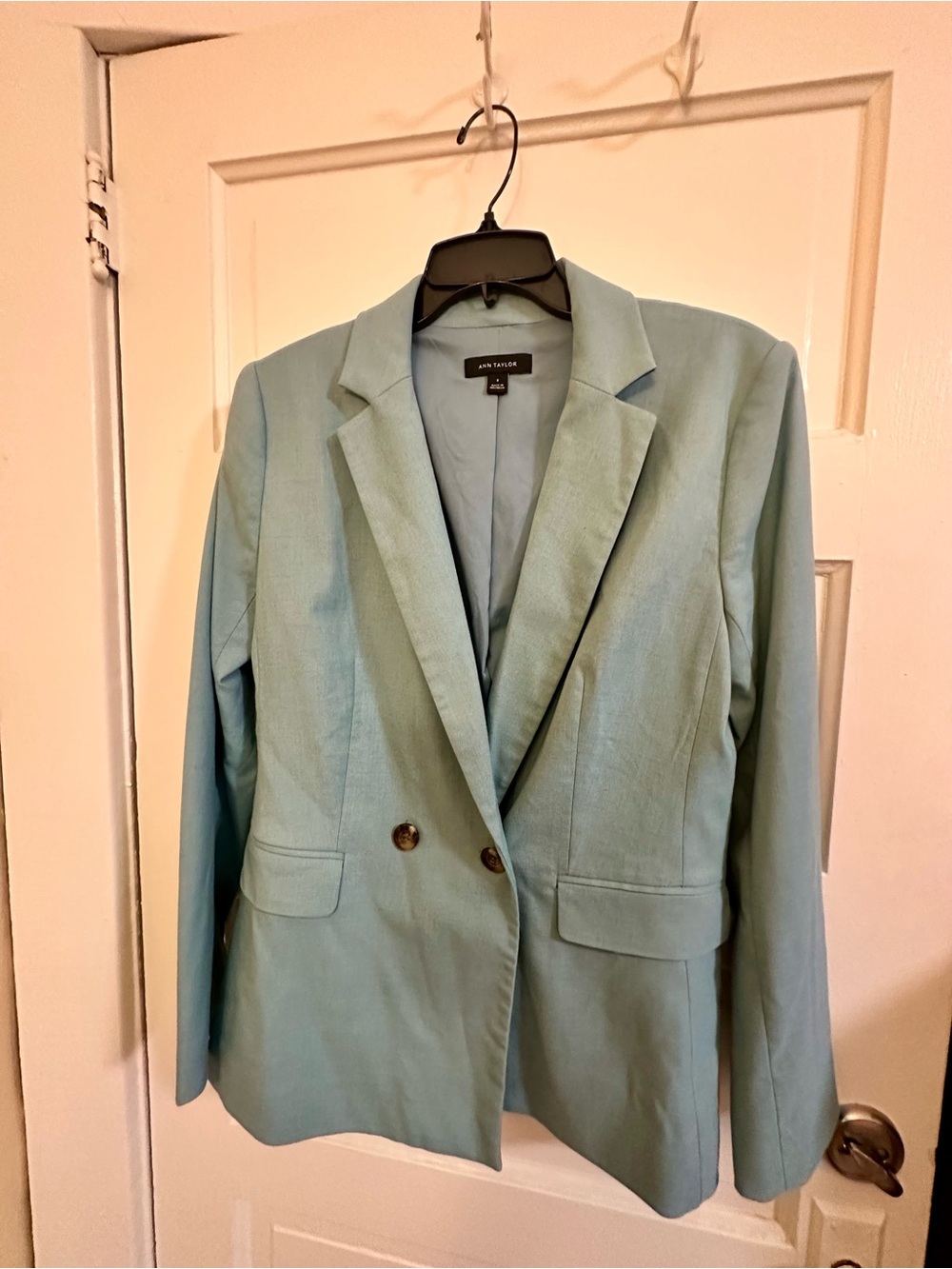 Ann Taylor Seafoam Green Double-Button Blazer